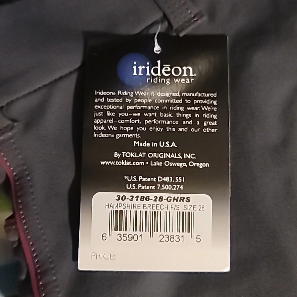 NWT Irideon Hampshire Full Seat Breech Size 28 - Picture 3 of 7